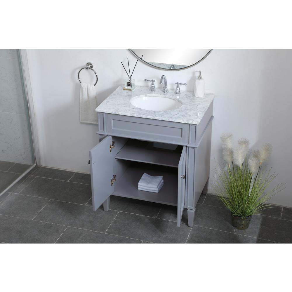 30 inch Single bathroom vanity in Grey. Picture 3