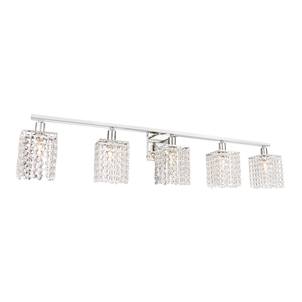 Phineas 5 light Chrome and Clear Crystals wall sconce. Picture 3