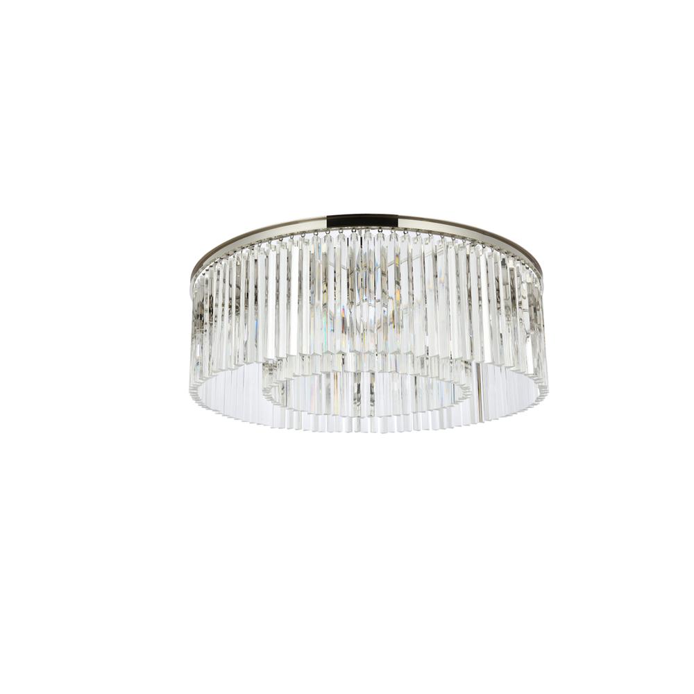 Sydney 10 light polished nickel Flush Mount Clear Royal Cut Crystal. Picture 6