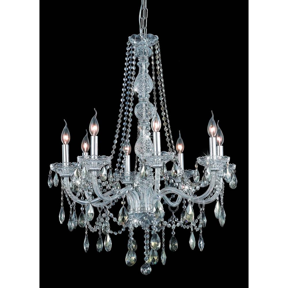 Verona 8 light Chrome Chandelier Golden Teak (Smoky) Royal Cut Crystal. Picture 1