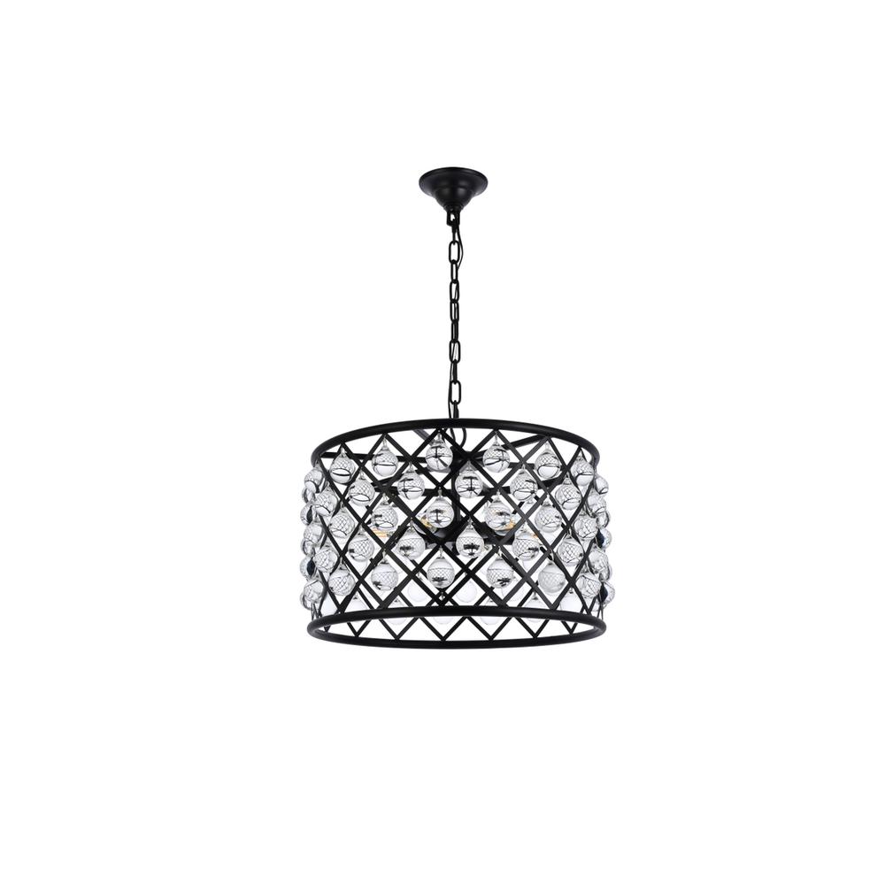 Madison 6 light Matte Black Pendant Clear Royal Cut Crystal. Picture 6