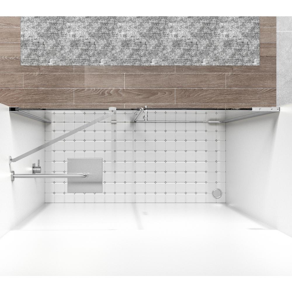 Semi-frameless hinged shower door 48 x 72 Brushed Nickel. Picture 4