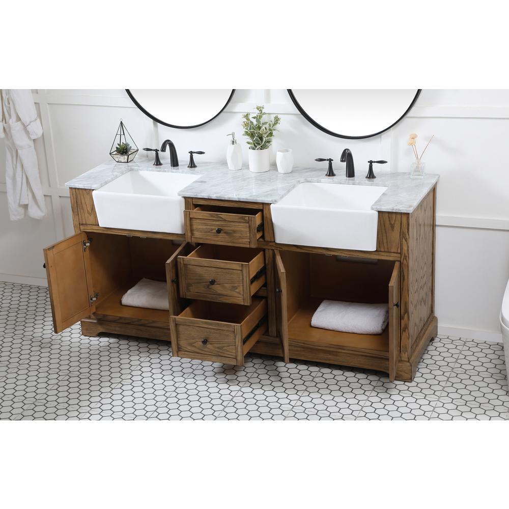 72 inch double bathroom vanity in driftwood. Picture 3