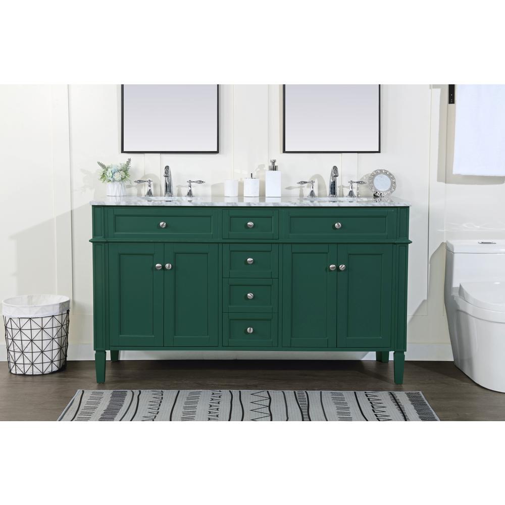 60 inch double bathroom vanity in green. Picture 14