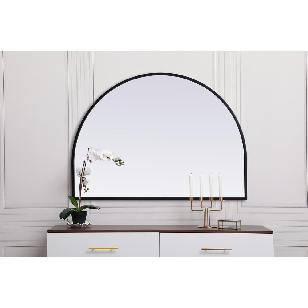 Metal Frame Arch Mirror 33x24 Inch in Black. Picture 3