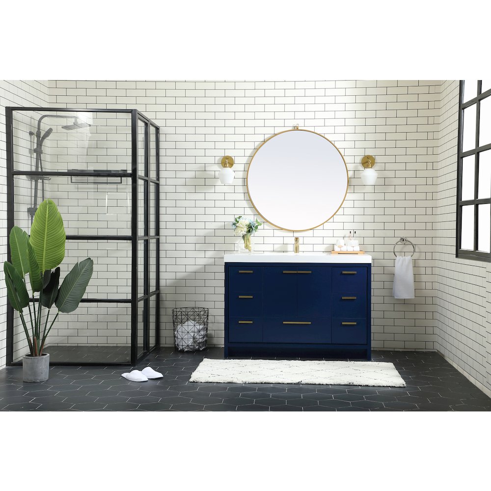 48 Inch Single Bathroom Vanity In Blue. Picture 5