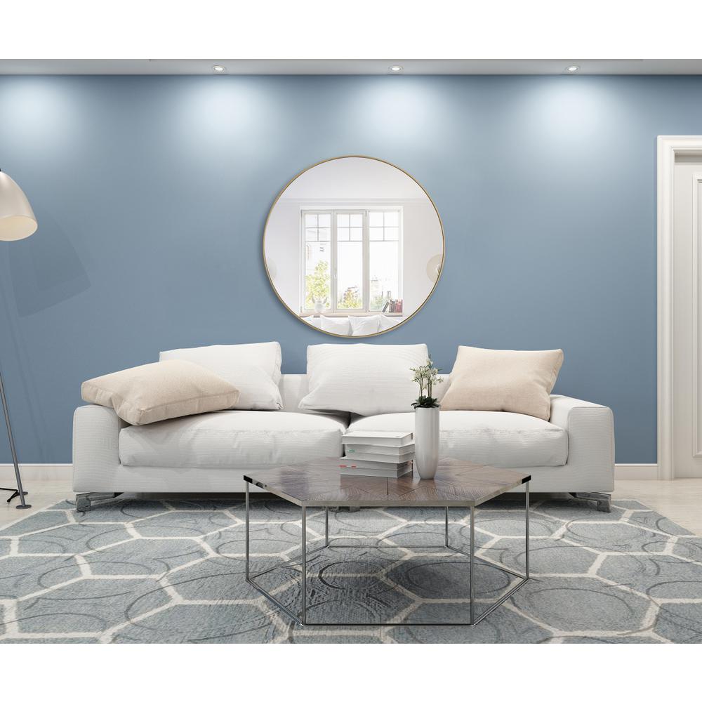 Metal frame Round Mirror 48 inch Brass finish. Picture 10