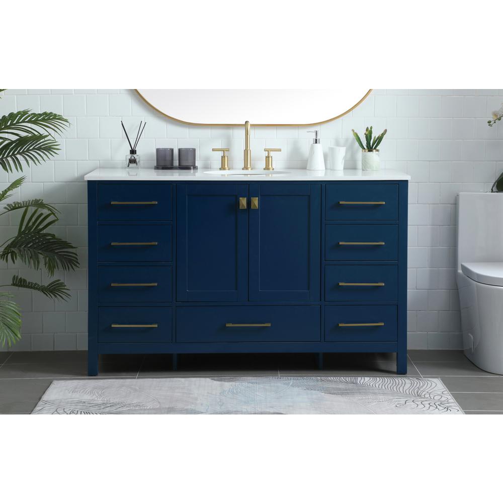 54 Inch SIngle Bathroom Vanity In Blue. Picture 14