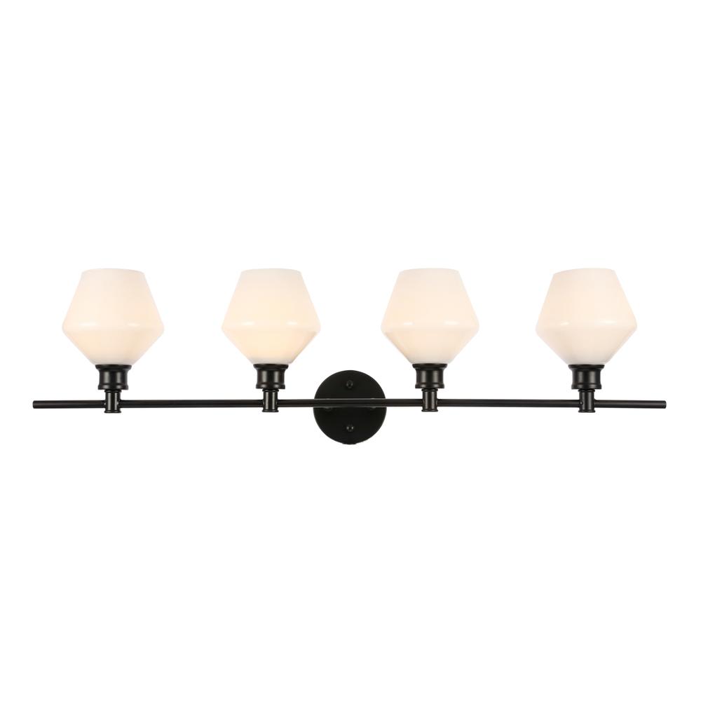 Gene 4 light Black and Frosted white glass Wall sconce. Picture 1