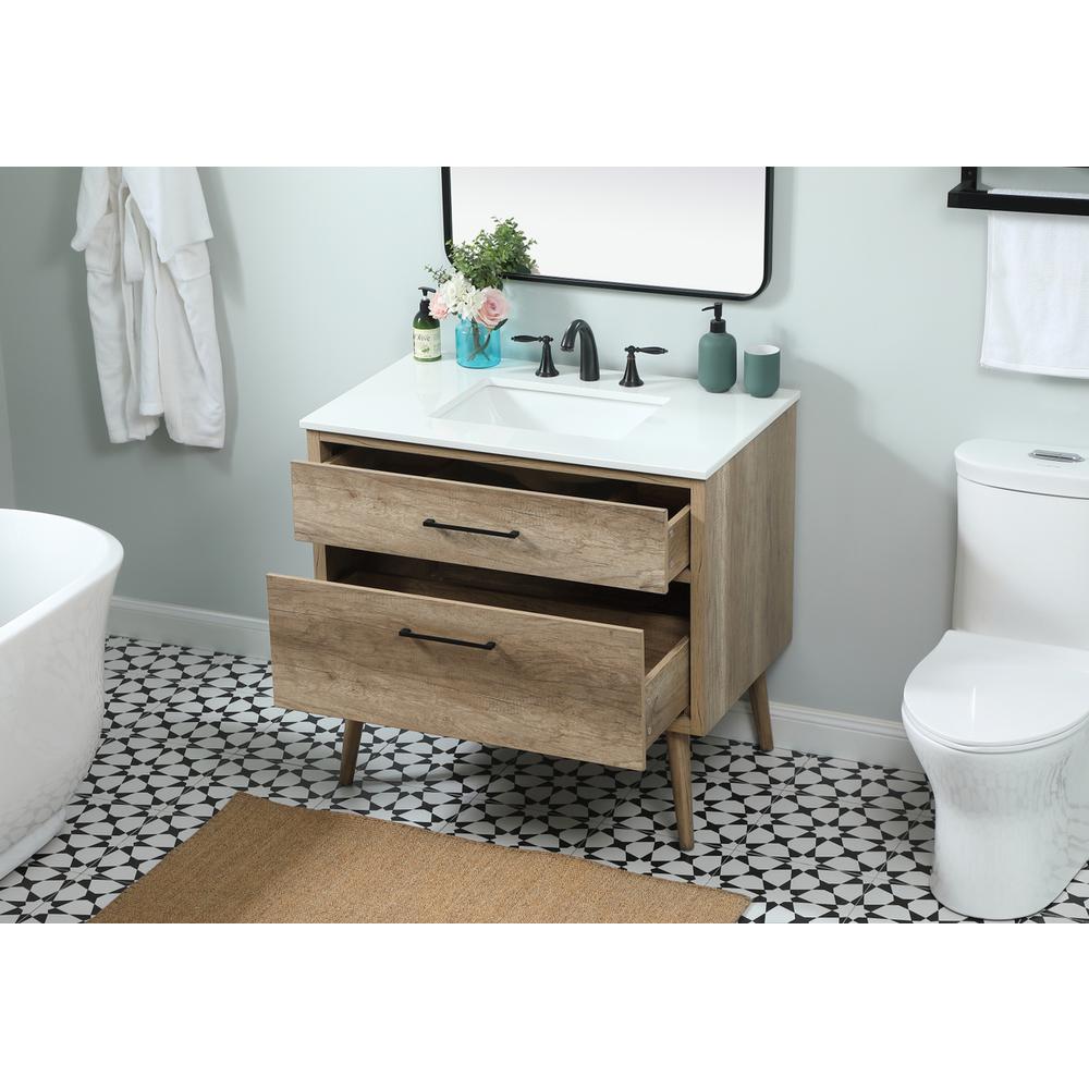 36 inch Single bathroom vanity in natural oak. Picture 3