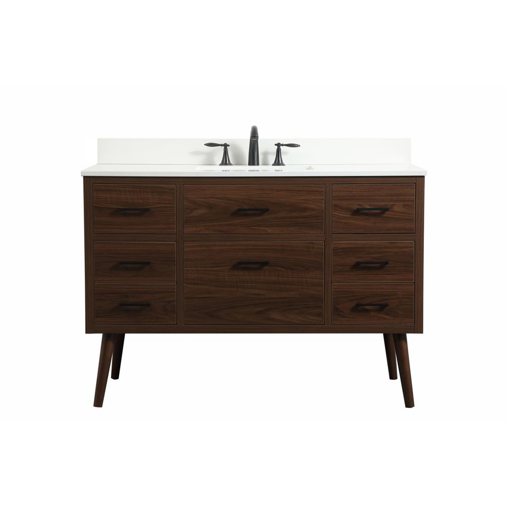 48 inch Single bathroom vanity in walnut with backsplash. Picture 1