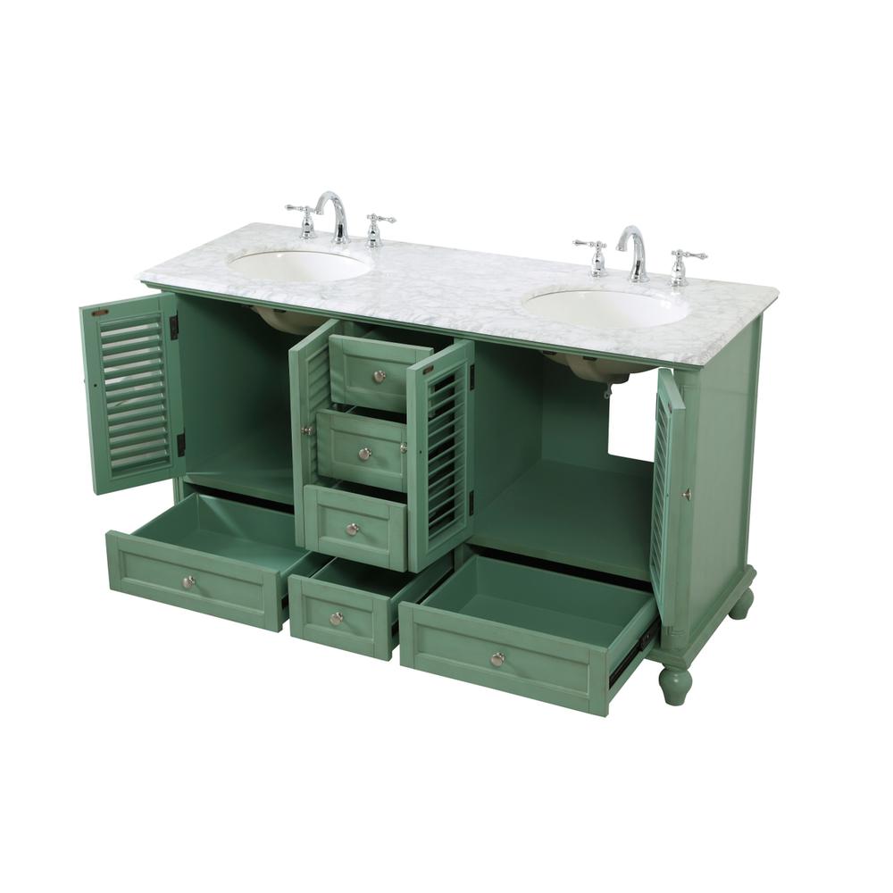 60 inch Double Bathroom Vanity in Vintage Mint. Picture 8