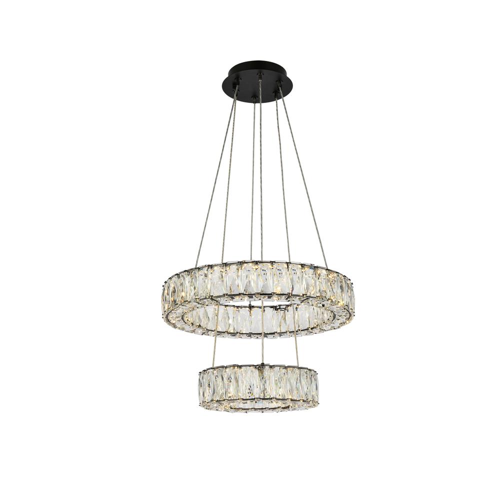 Monroe 18 inch LED two ring pendant in black. Picture 1
