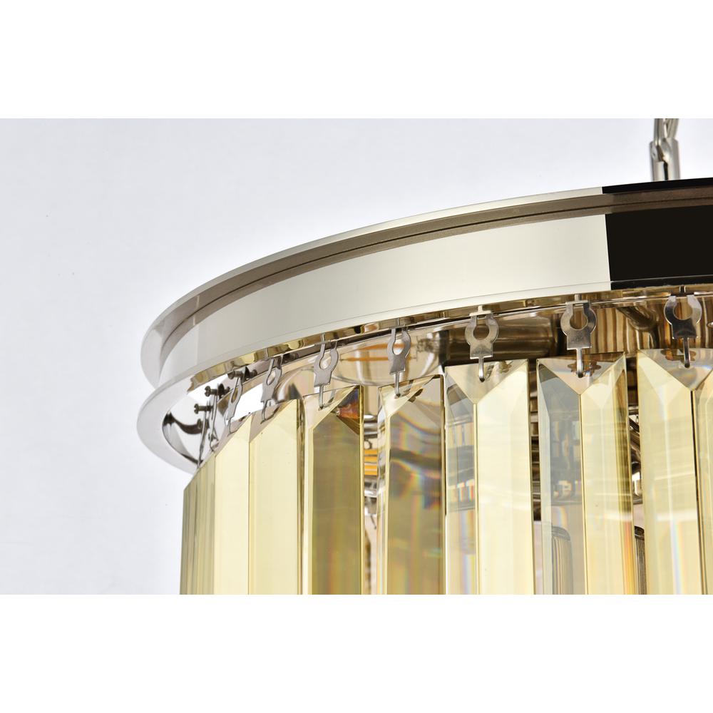 Sydney 6 light polished nickel Pendant Golden Teak (Smoky) Royal Cut Crystal. Picture 4