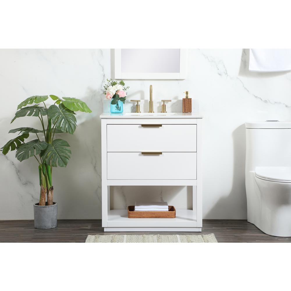 30 inch Single bathroom vanity in white with backsplash. Picture 14