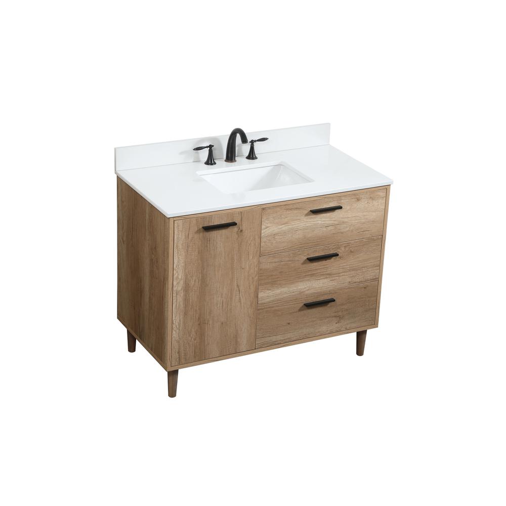 42 inch Single bathroom vanity in natural oak with backsplash. Picture 8