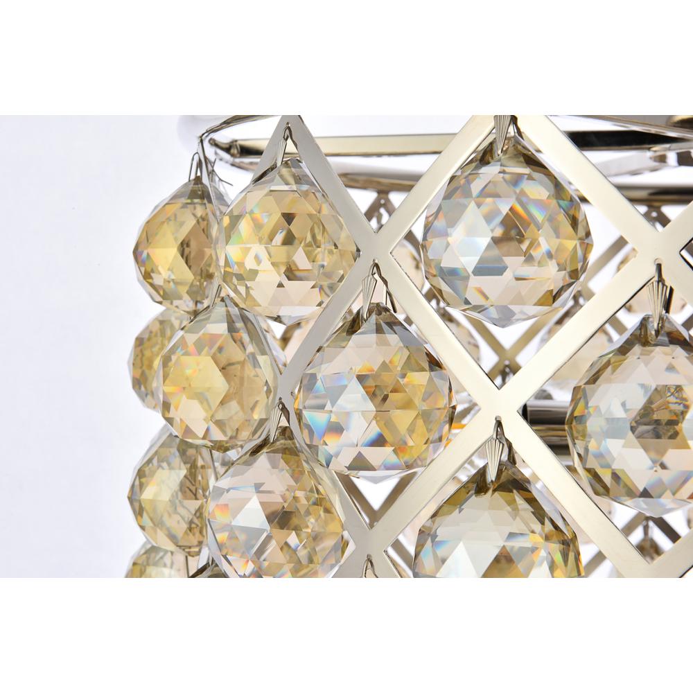 Madison 6 light polished nickel Pendant Golden Teak (Smoky) Royal Cut Crystal. Picture 3