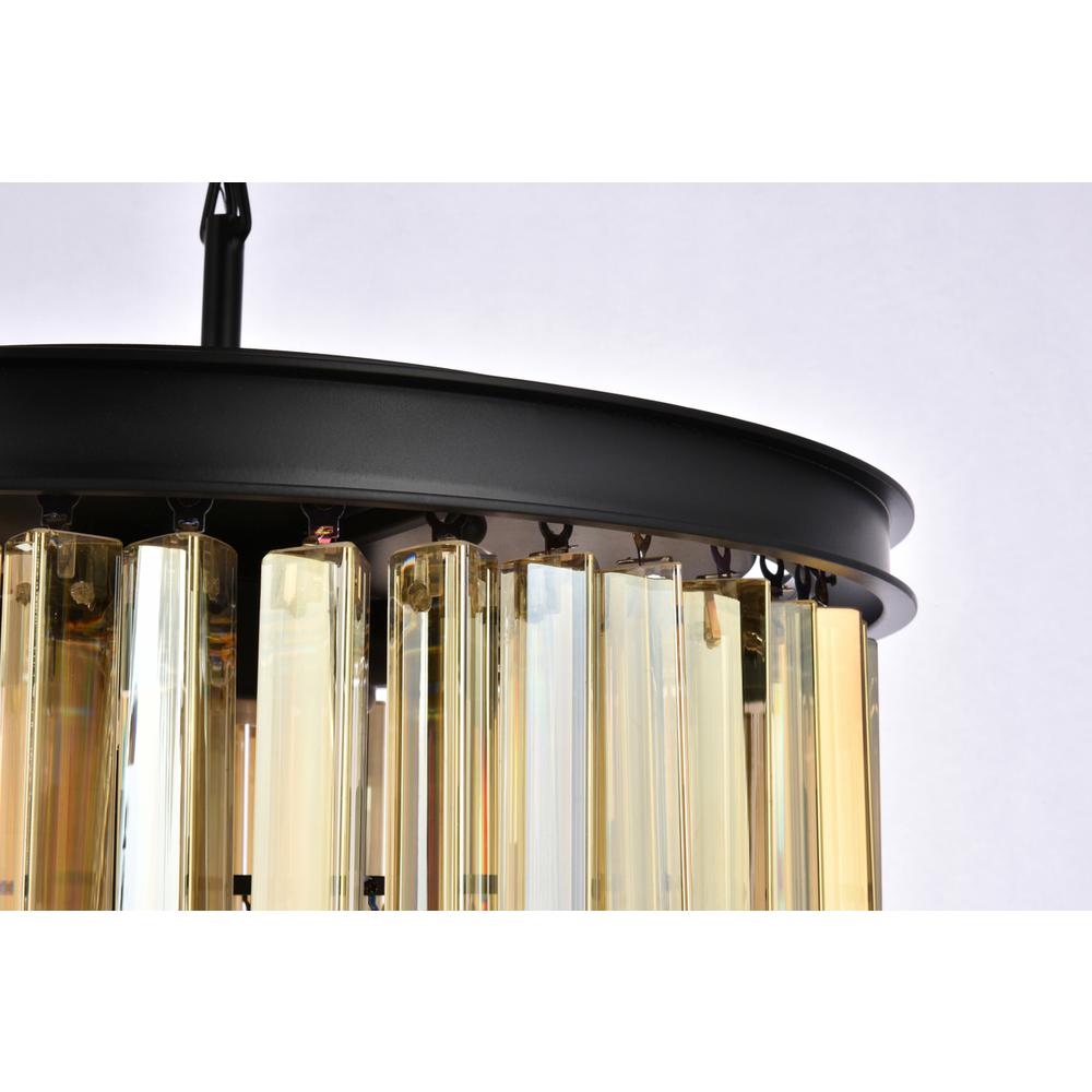 Sydney 6 light Matte Black Pendant Golden Teak (Smoky) Royal Cut Crystal. Picture 4