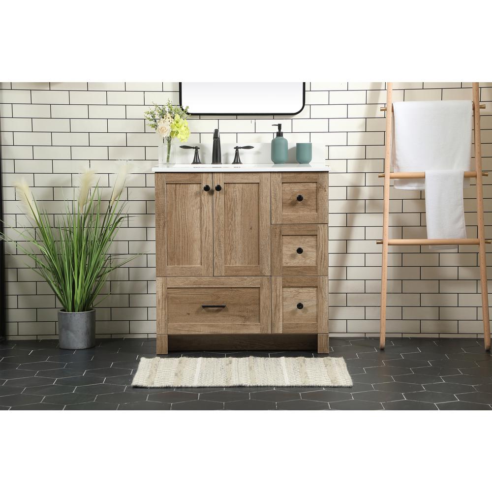 32 inch Single bathroom vanity in natural oak with backsplash. Picture 14