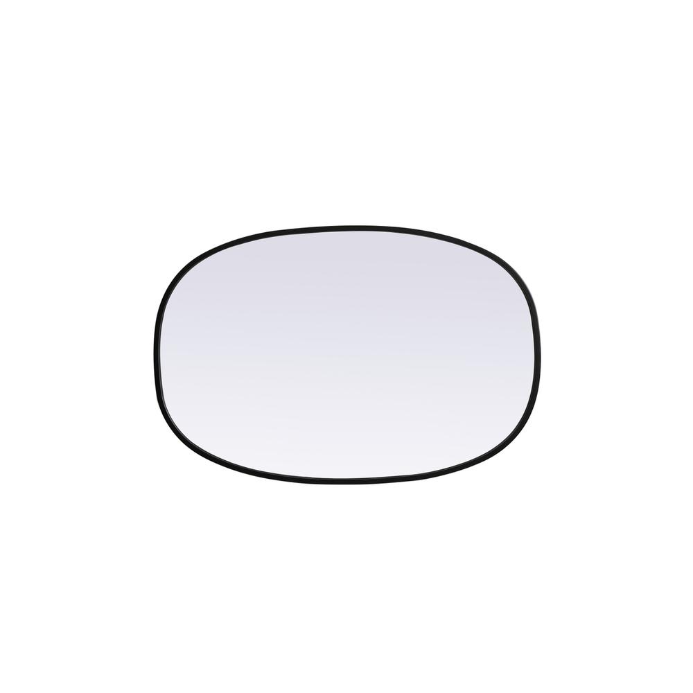 Metal Frame Oval Mirror 20x30 Inch in Black. Picture 8