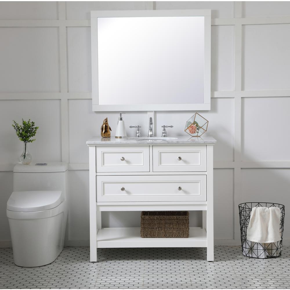 Aqua rectangle vanity mirror 30 inch in White. Picture 3
