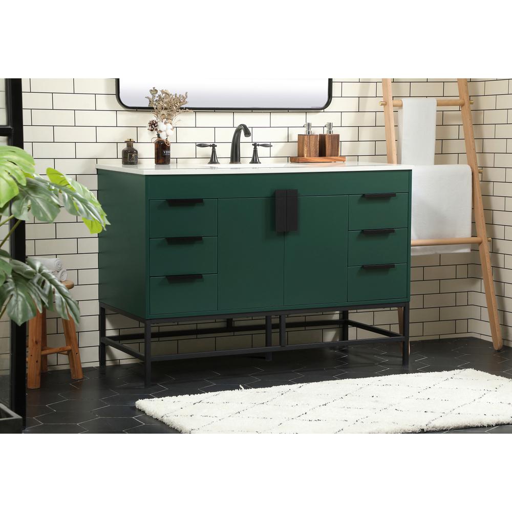 48 inch Single bathroom vanity in green. Picture 2