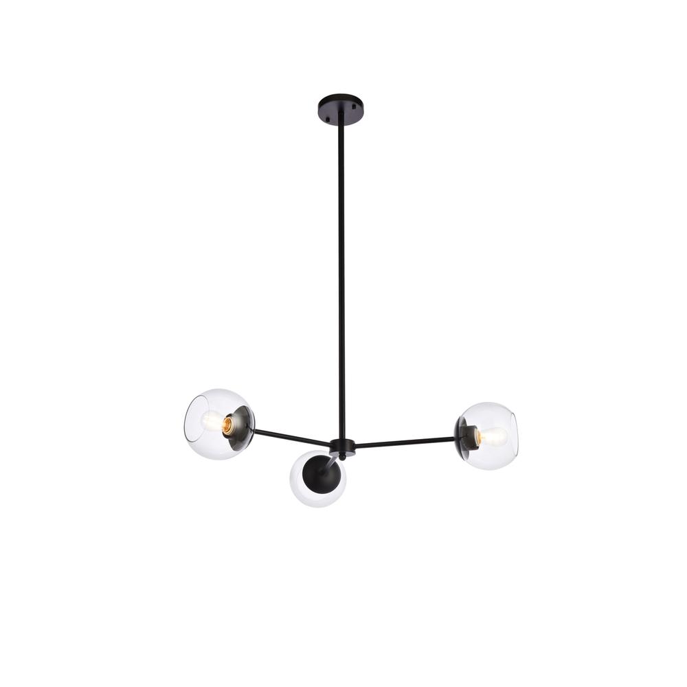 Briggs 32 inch pendant in black with clear shade. Picture 1