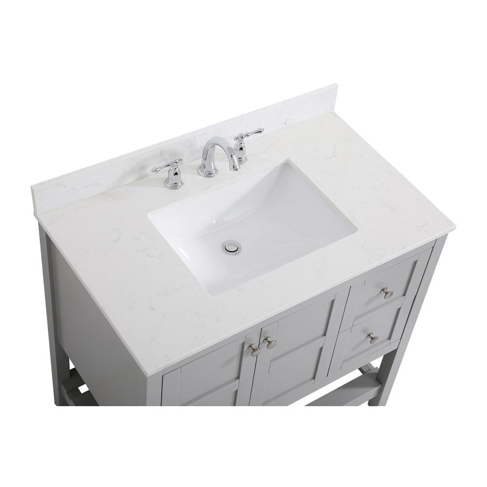 36 inch Single Bathroom Vanity in Gray with Backsplash. Picture 11
