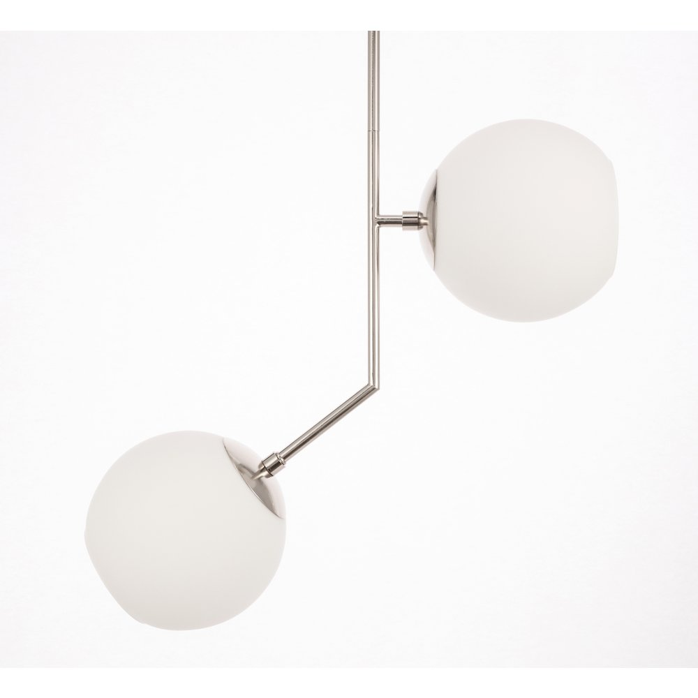 Ryland 2 Light Chrome And Frosted White Glass Pendant. Picture 12