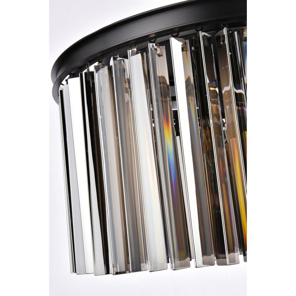 Sydney 8 light Matte Black Chandelier Silver Shade (Grey) Royal Cut Crystal. Picture 5