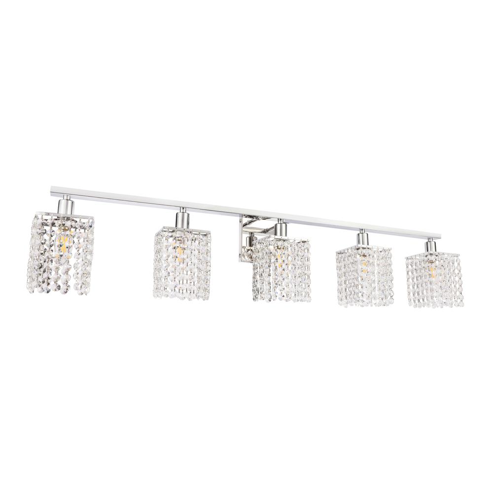 Phineas 5 light Chrome and Clear Crystals wall sconce. Picture 4