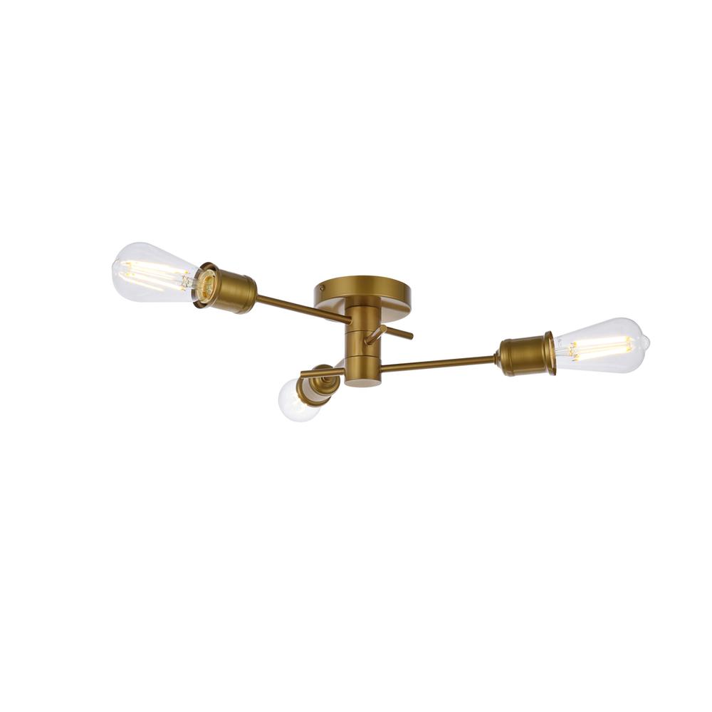 Xavier 3 lights flush mount in brass. Picture 1