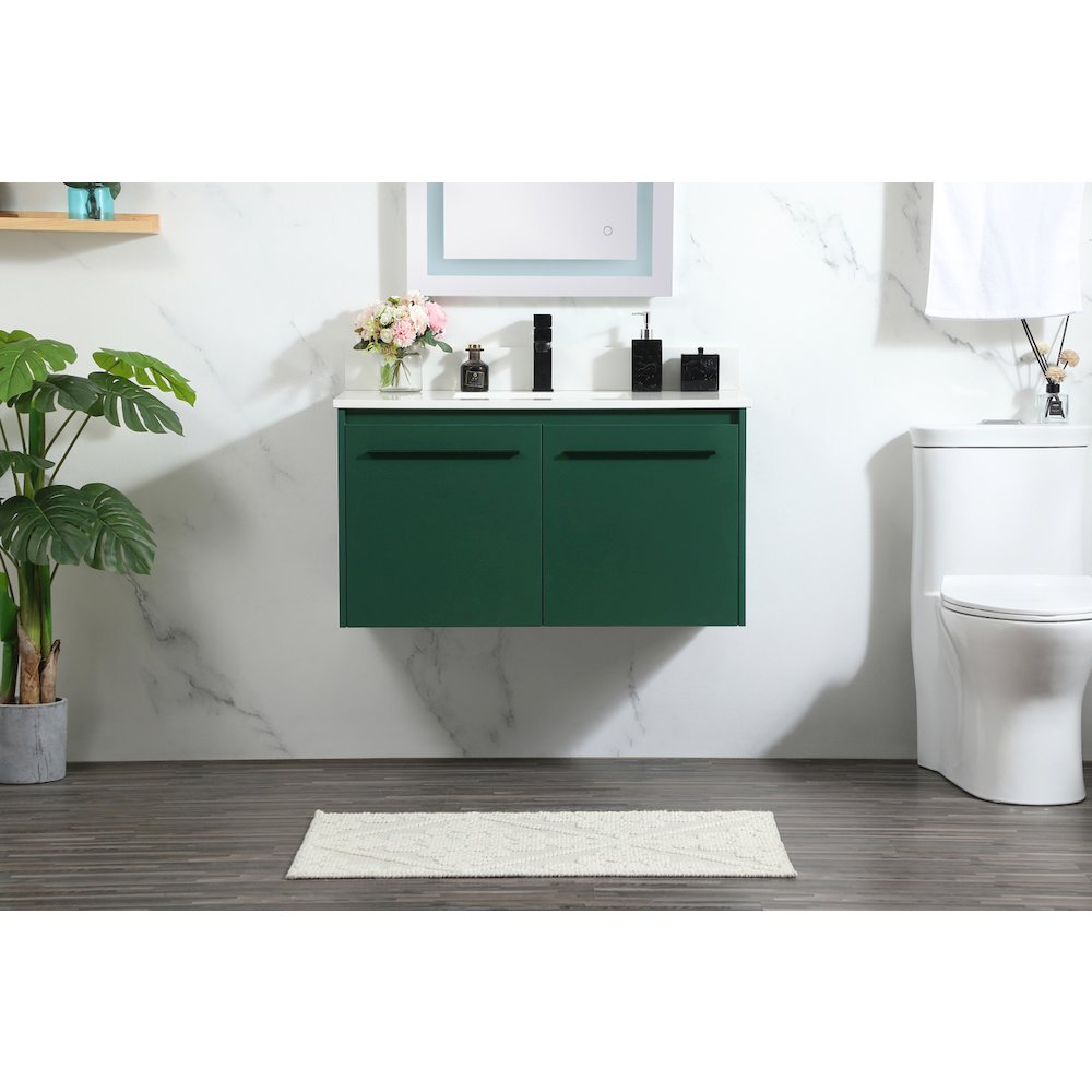 36 Inch Single Bathroom Vanity In Green With Backsplash. Picture 2