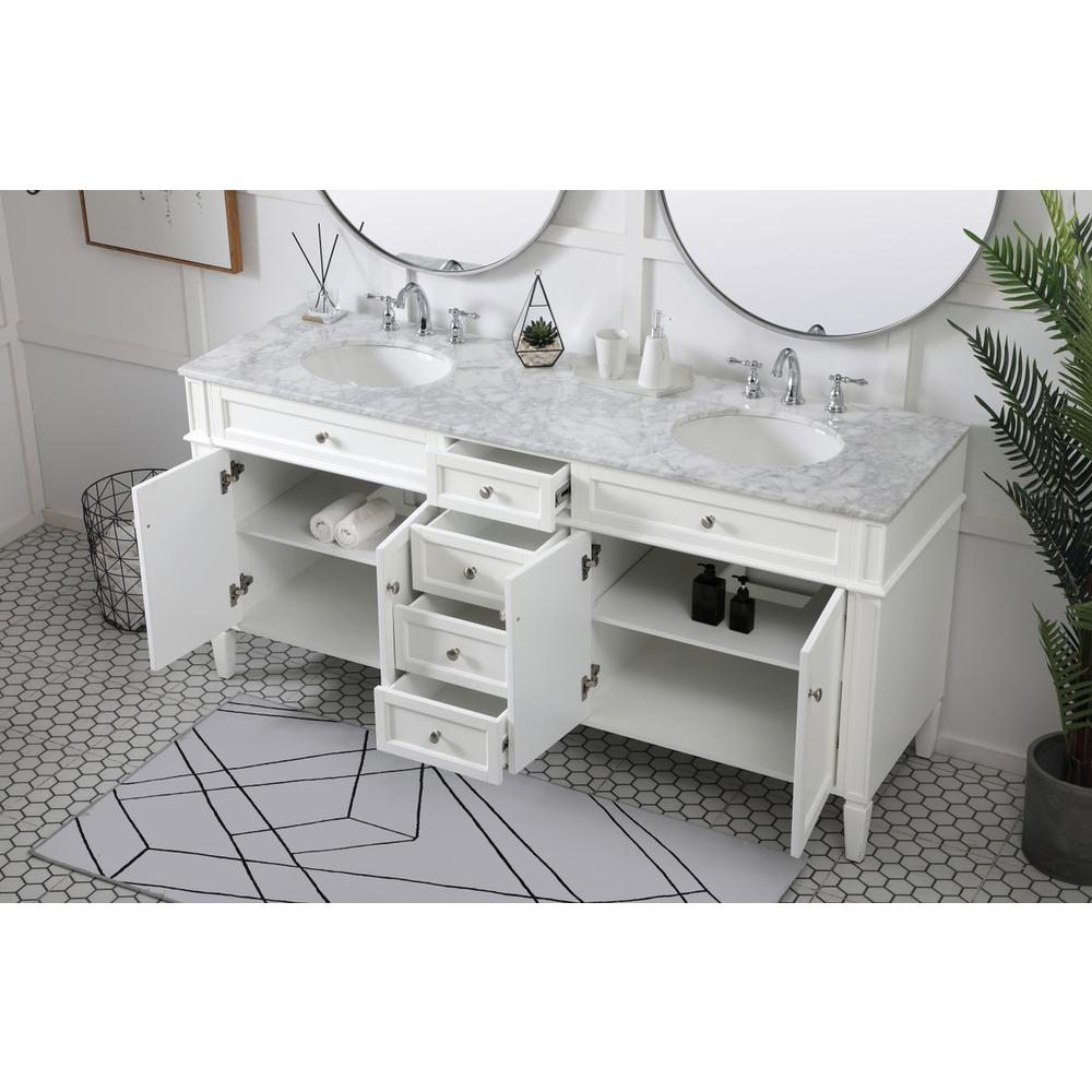 72 inch double bathroom vanity in white. Picture 3