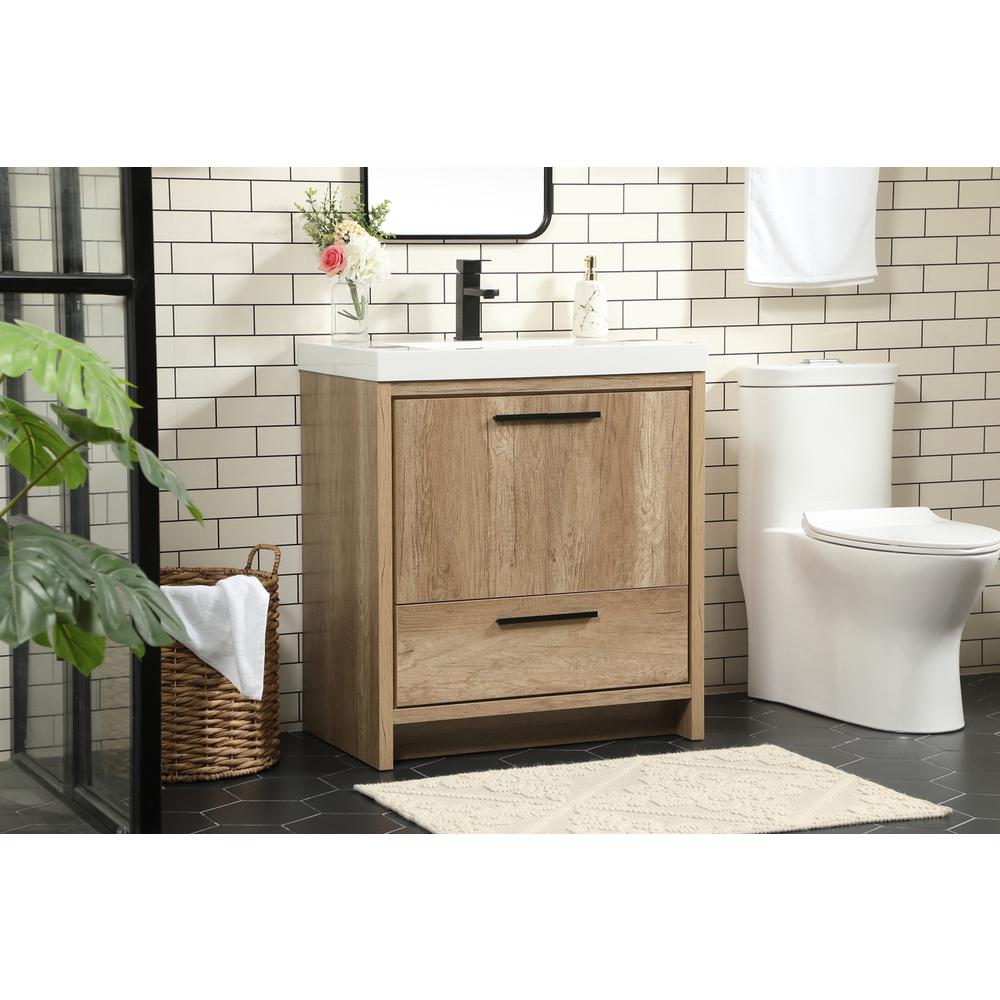 30 inch Single bathroom vanity in natural oak. Picture 2