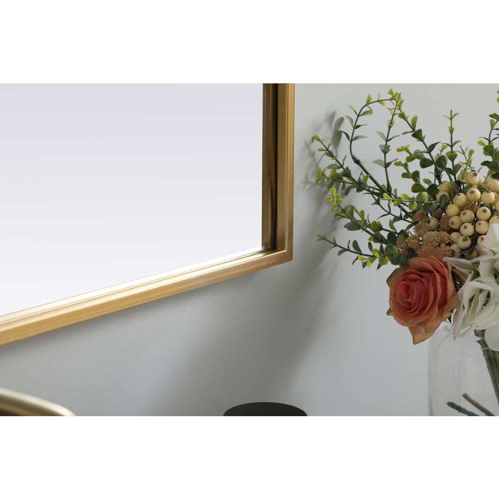 Metal Frame Arch Mirror 30x30 Inch in Brass. Picture 6