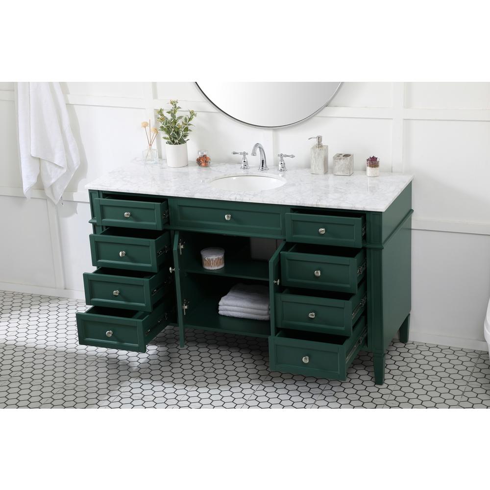60 inch Single bathroom vanity in green. Picture 3