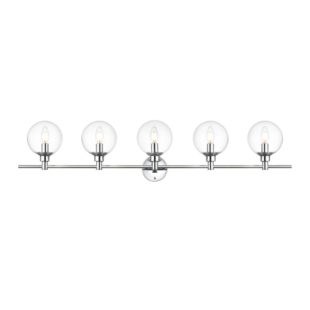 Jaelynn 5 light Chrome and Clear Bath Sconce. Picture 1