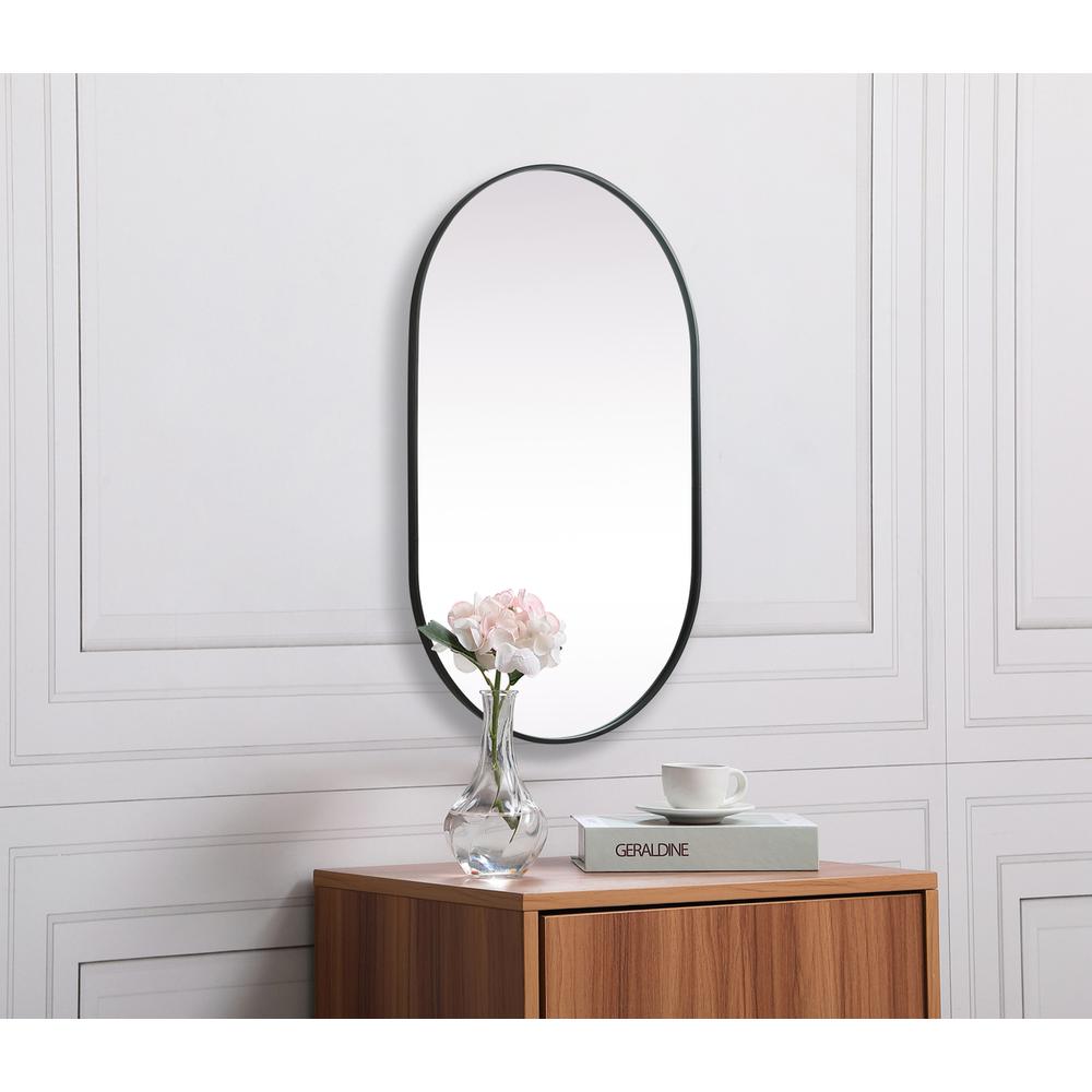 Metal Frame Oval Mirror 30x48 Inch in Black. Picture 3