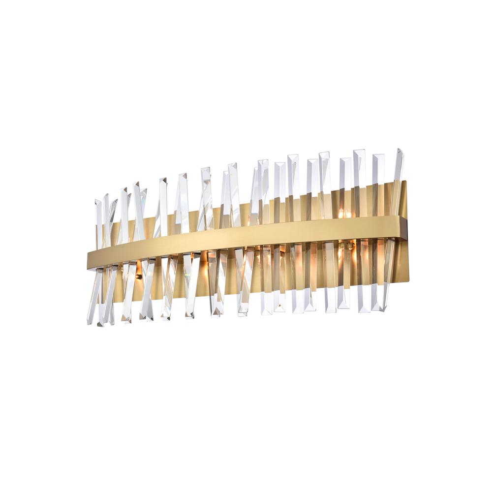 Serephina 30 inch crystal bath sconce in satin gold. Picture 2