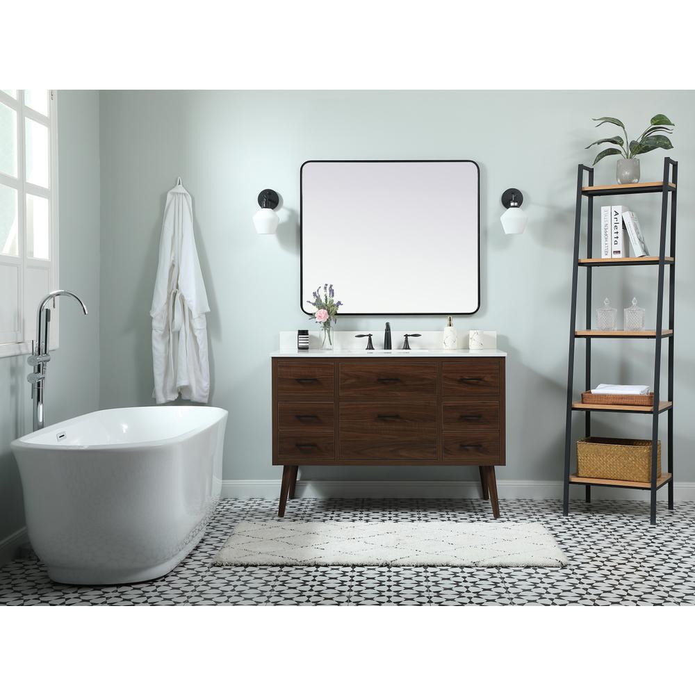 48 inch Single bathroom vanity in walnut with backsplash. Picture 4