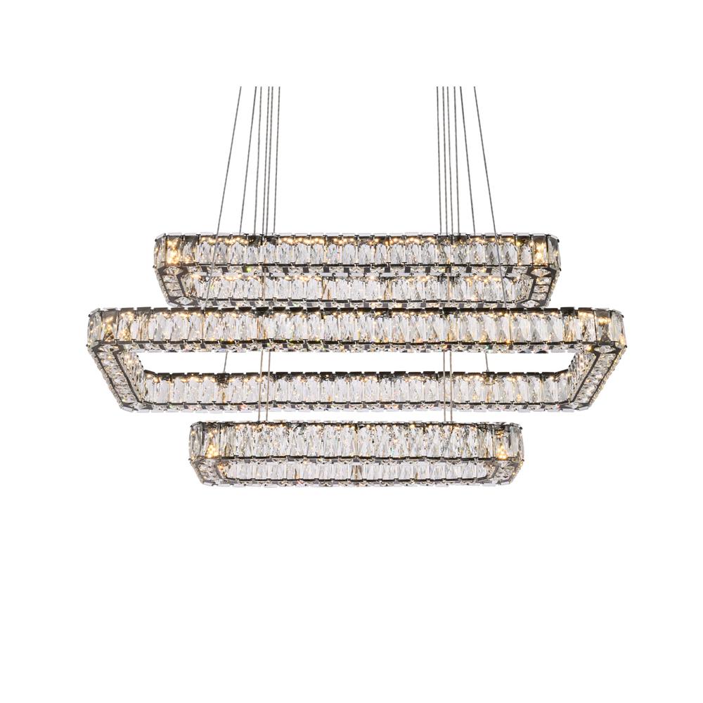 Monroe 42 inch LED triple rectangle pendant in black. Picture 2