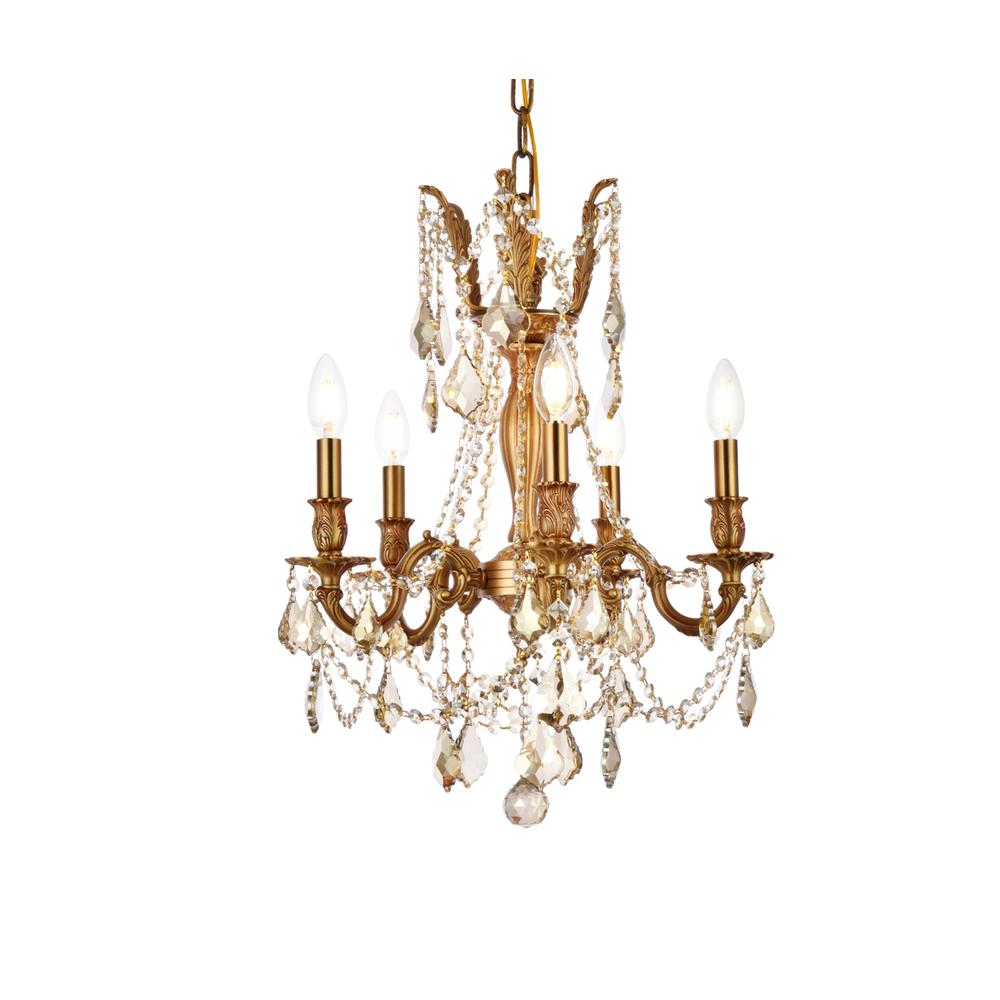 Rosalia 5 light French Gold Pendant Golden Teak (Smoky) Royal Cut Crystal. Picture 2
