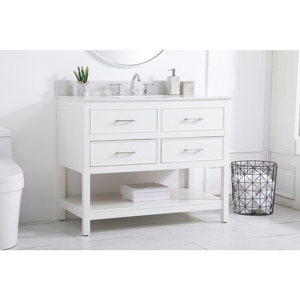42 inch Single bathroom vanity in white with backsplash. Picture 2