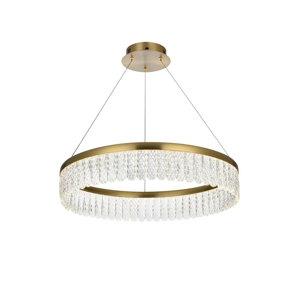 Rune 24 inch Adjustable LED chandelier in Satin Gold. Picture 2