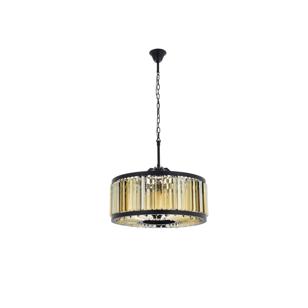 Chelsea 8 light Matte Black Chandelier Golden Teak (Smoky) Royal Cut Crystal. Picture 6