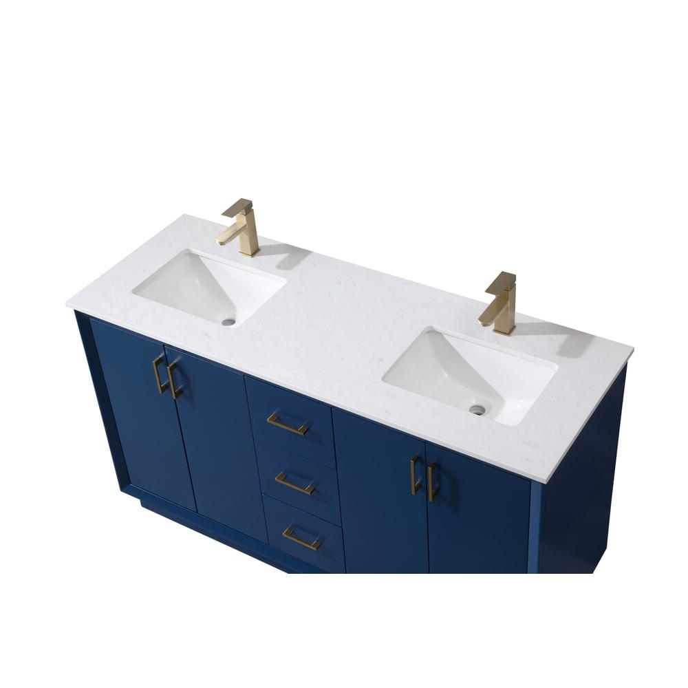 60 Inch Double Bathroom Vanity In Blue. Picture 10
