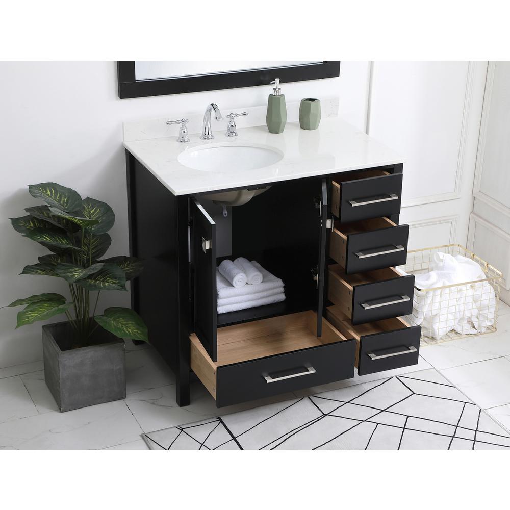 36 inch Single Bathroom Vanity in Black with Backsplash. Picture 3