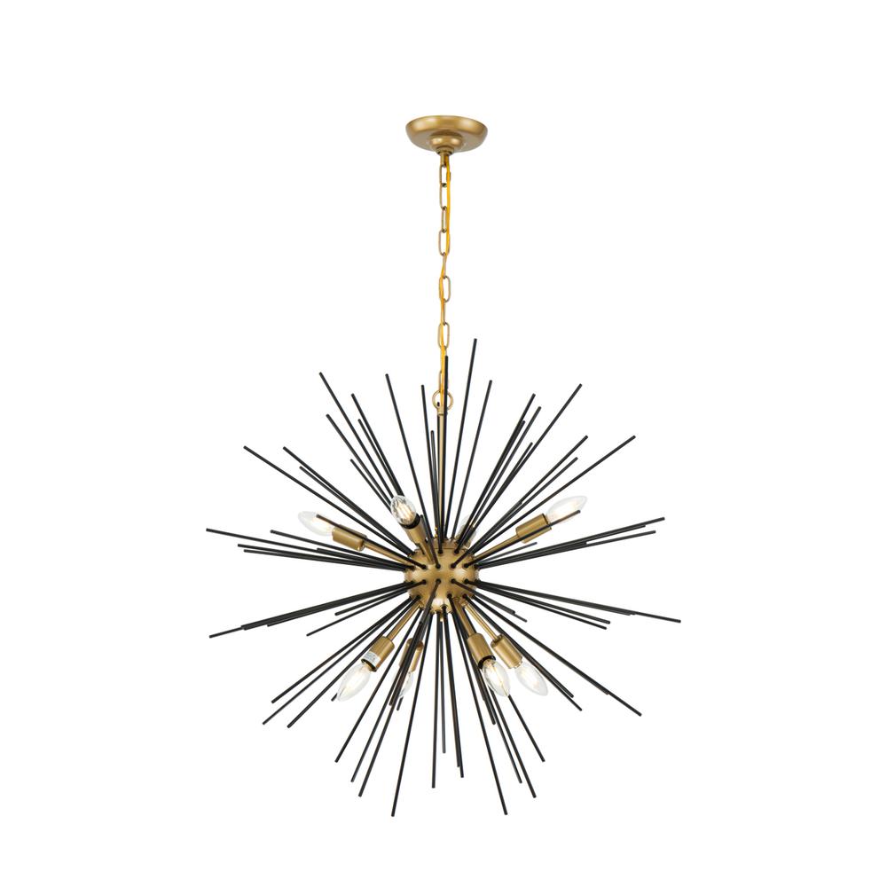 Timber 8 light Brass and Black pendant. Picture 1