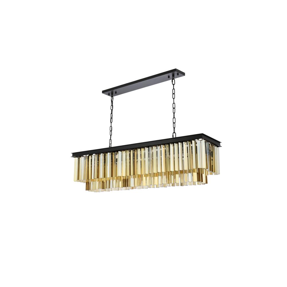 Sydney 12 light Matte Black Chandelier Golden Teak (Smoky) Royal Cut Crystal. Picture 6
